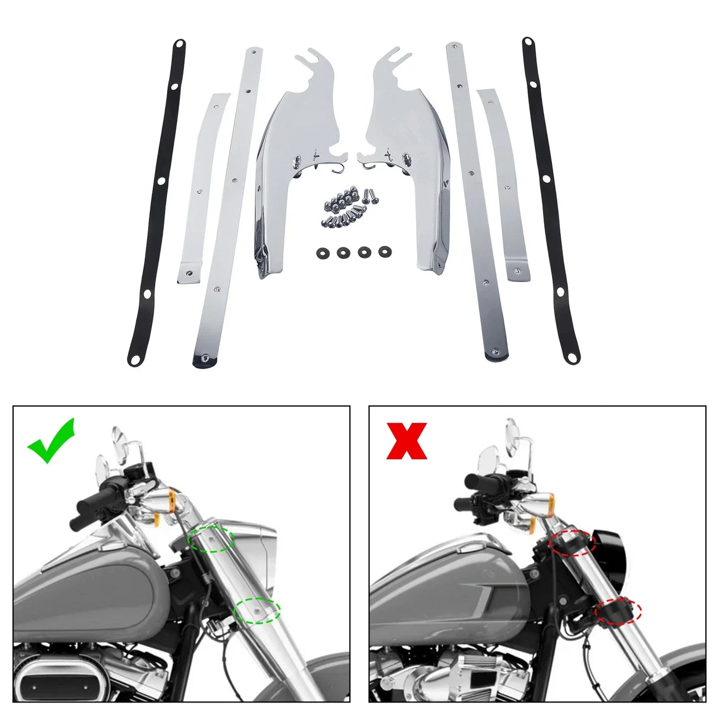 Chrome Windshield Mount Bracket for Harley Softail Fatboy Heritage (2000-2017)
