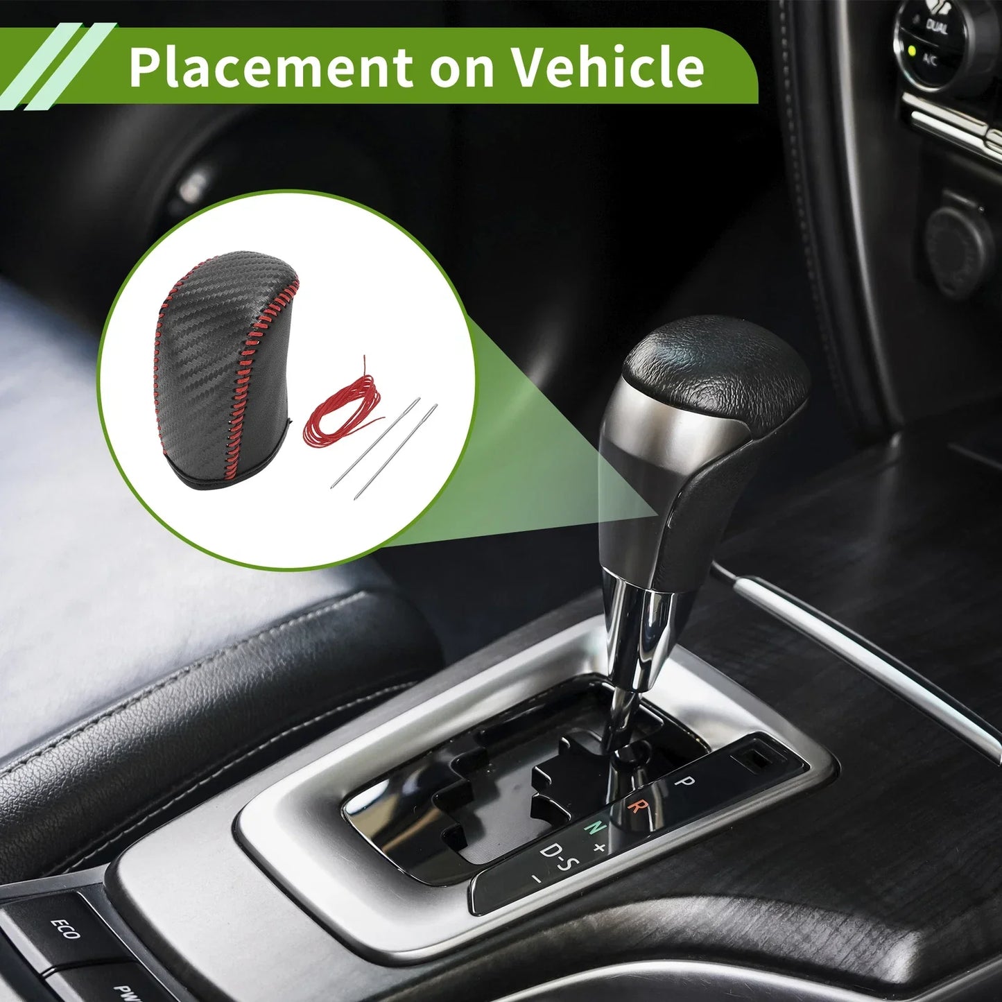 Gear Shift Knob Cover for Dodge Journey 2011-2020 Black Carbon Fiber Red