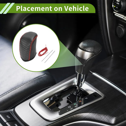 Gear Shift Knob Cover for Dodge Journey 2011-2020 Black Carbon Fiber Red