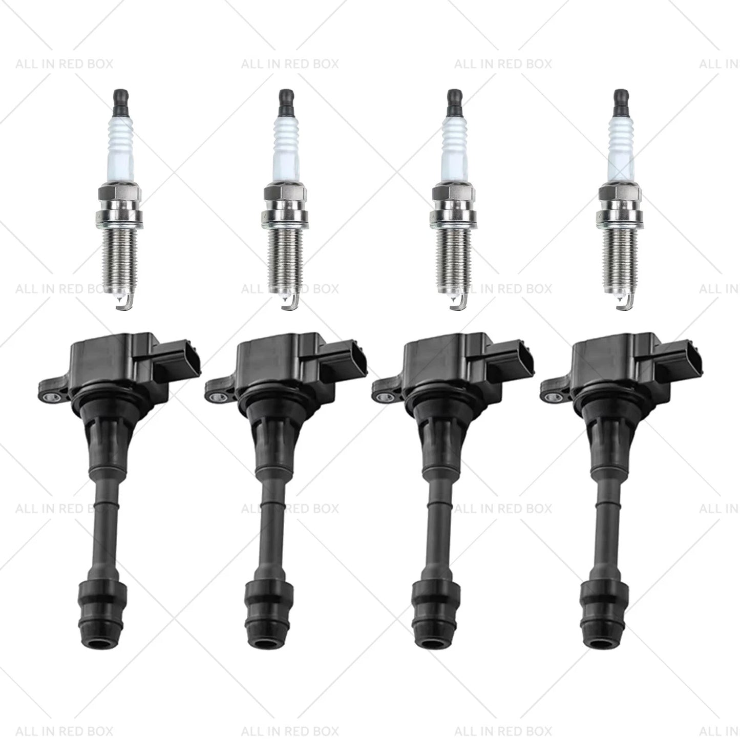 4x Ignition Coils & 4x Spark Plugs for Nissan X-Trail (2001-2007)