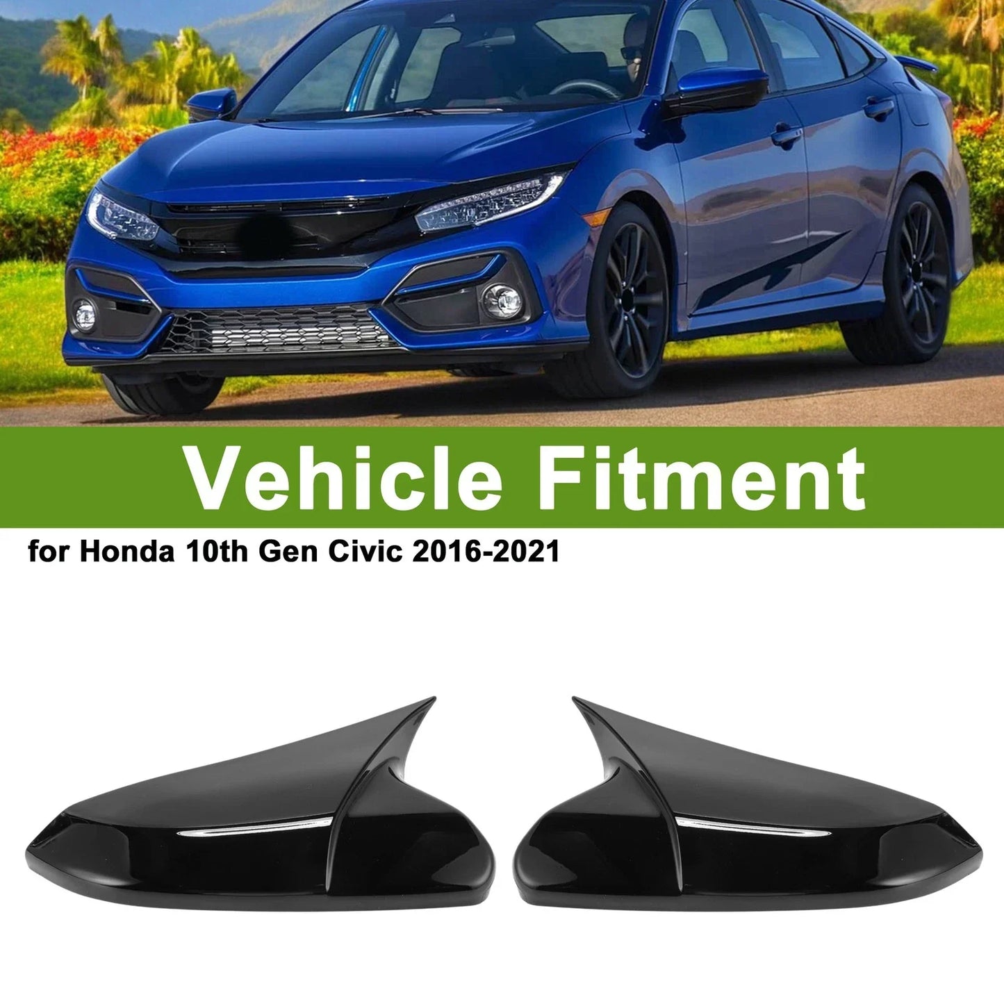 Left Right Side Mirror Cover Caps for Honda 10th Gen (2016-2021)