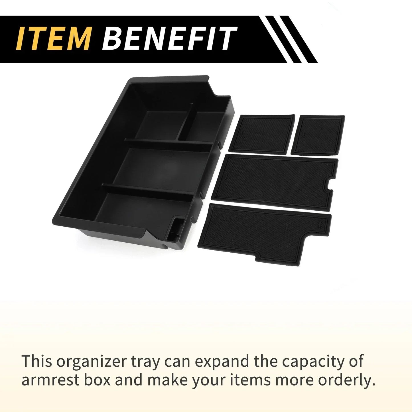 Center Console Organizer Tray for Chevy Silverado (2015-2019) Black