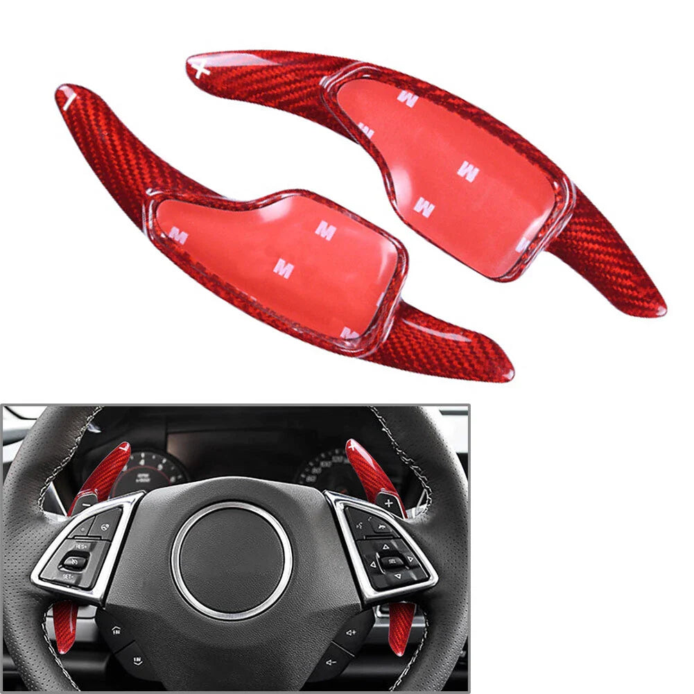 Red Carbon Fiber Steering Wheel Shift Paddle for Chevrolet Camaro (2016-2022)