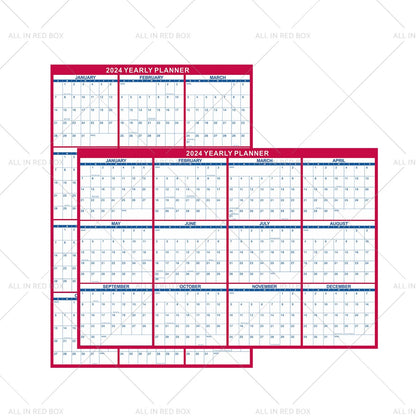 24 x 36in 2024 Dry Erase Wall Calendar Planner - Red (2024)
