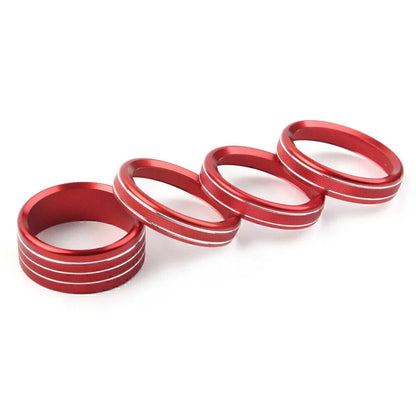 4 x Air Conditioner Switch Knob Ring Cover Trim RED for Jeep Wrangler (2018-2020)