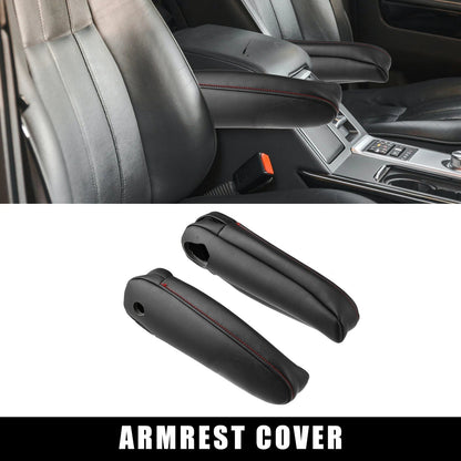 Front Seat Armrest Covers for Lexus RX300 RX330 RX350 Black w Red Stitches