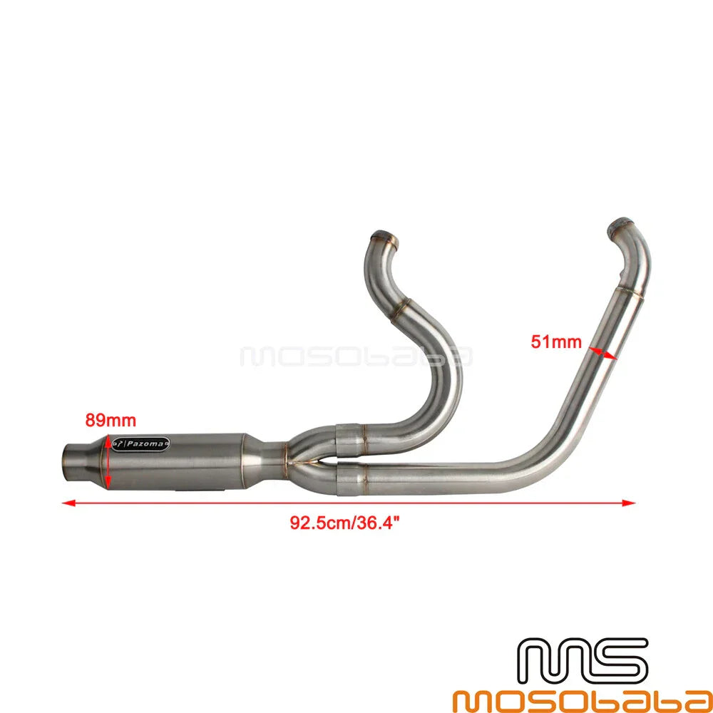 Full 2-into-1 Exhaust Muffler for Harley Dyna Super Glide Custom (2006-2017)