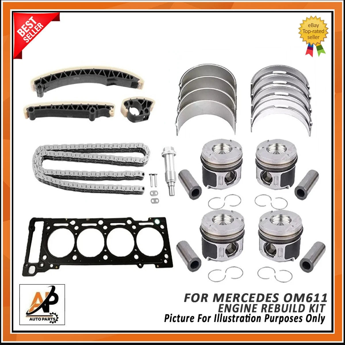 Engine Rebuild Kit for Mercedes OM611 Diesel Engine Fits Sprinter (1995–2006)
