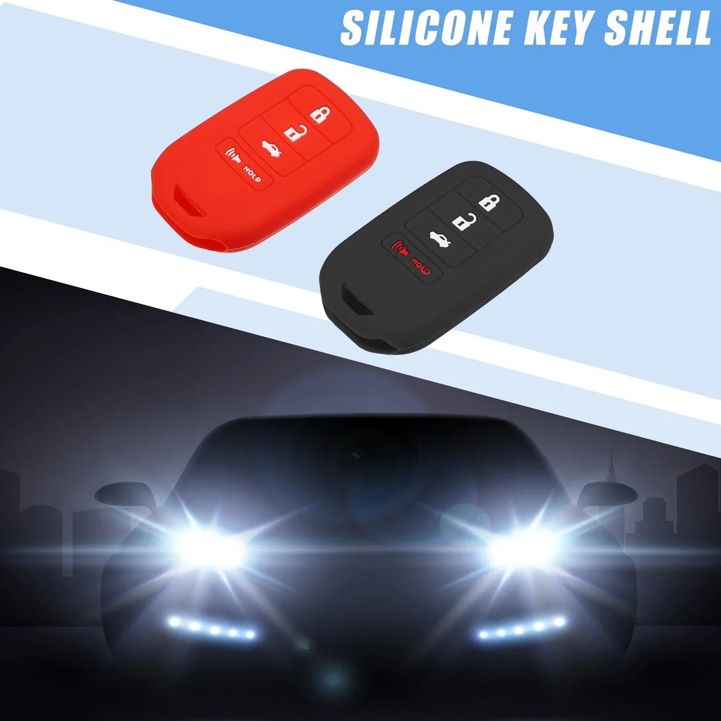 Smart Key Fob Cover for Honda Accord EX EXL EX-L 2013-2018 Black Red (2 x)