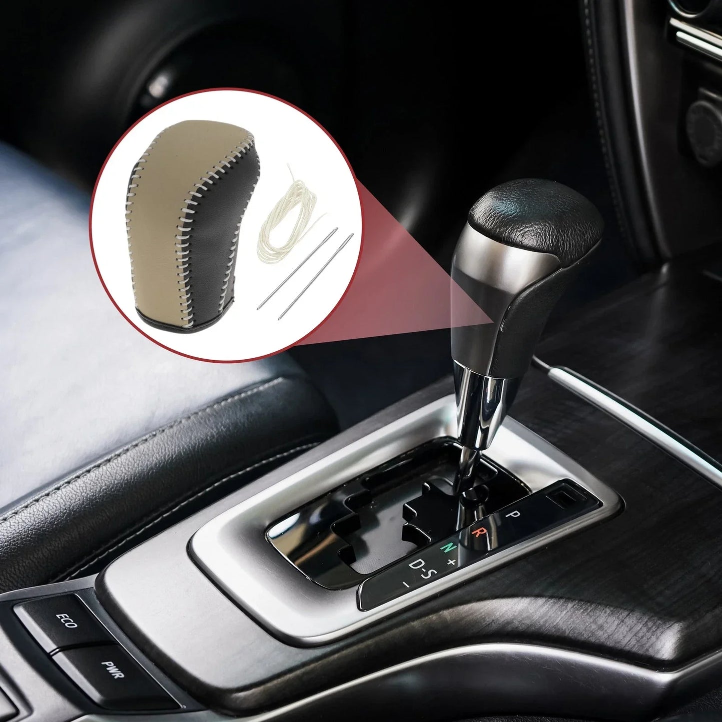 Gear Shift Knob Cover for Hyundai Tucson 2015-2018 Black Beige