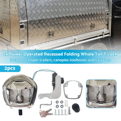Power Operated Recessed Whale Tail T Lock Handle for Trailer Tool Box