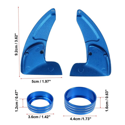 Blue Steering Paddle Shifter & AC Volume Knob Cover Ring Trim for Dodge Charger