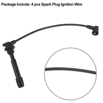 4pcs Spark Plug Ignition Wires for Hyundai Elantra (1996-2009) Black