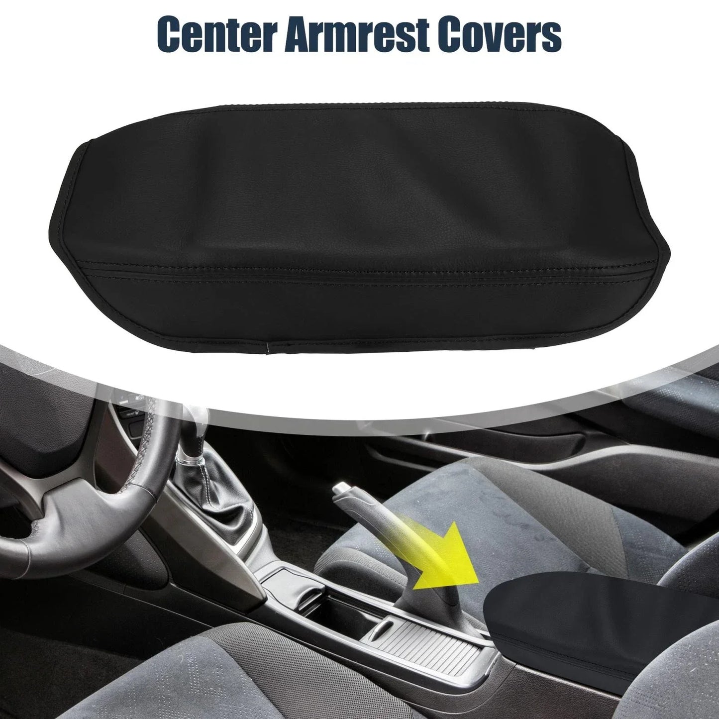 Black Microfiber Leather Armrest Protector Cover for Honda Civic (2016-2023)