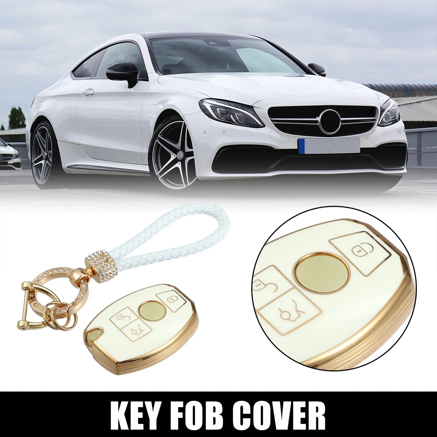 Remote Key Fob Case for Mercedes Benz C E M S CLS CLK GLK GLC (2010-2023)