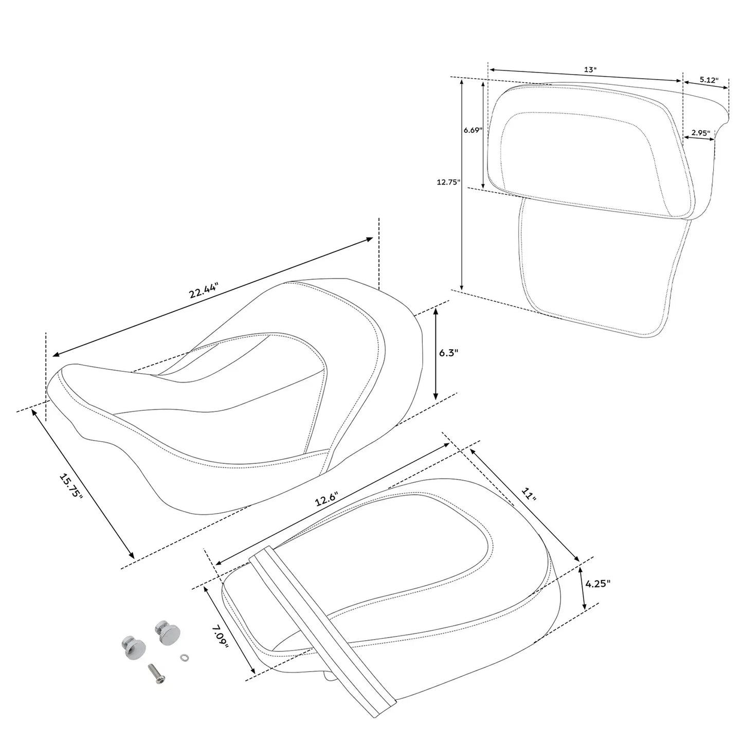 Rider & Passenger Backrest Pad for Harley CVO Road Glide (2014-2023)