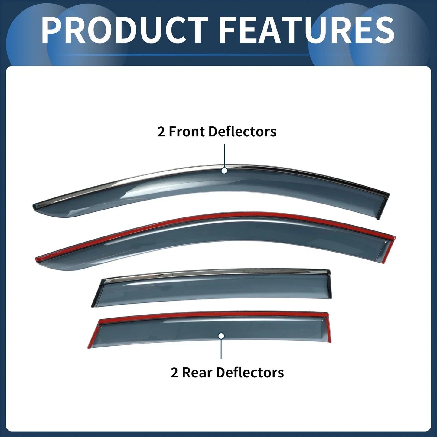 Window Deflectors for Honda CR-V Side Window Vent Visors Black (2007-2011)