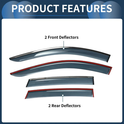 Window Deflectors for Honda CR-V Side Window Vent Visors Black (2007-2011)