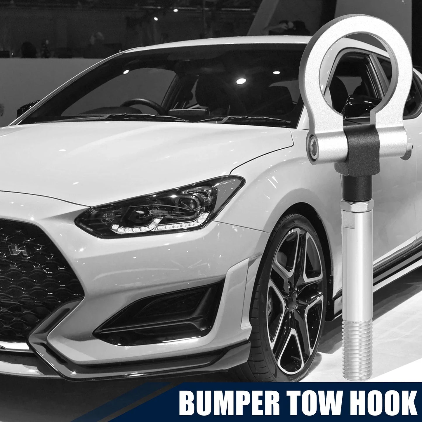 Silver Round Front Rear Bumper Tow Hook Screw for Hyundai Veloster (2012-2017)