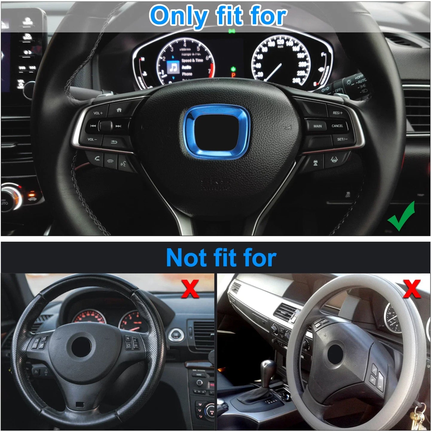 Steering Wheel Center Frame Cover Trim for Honda Accord (2018-2022) Blue