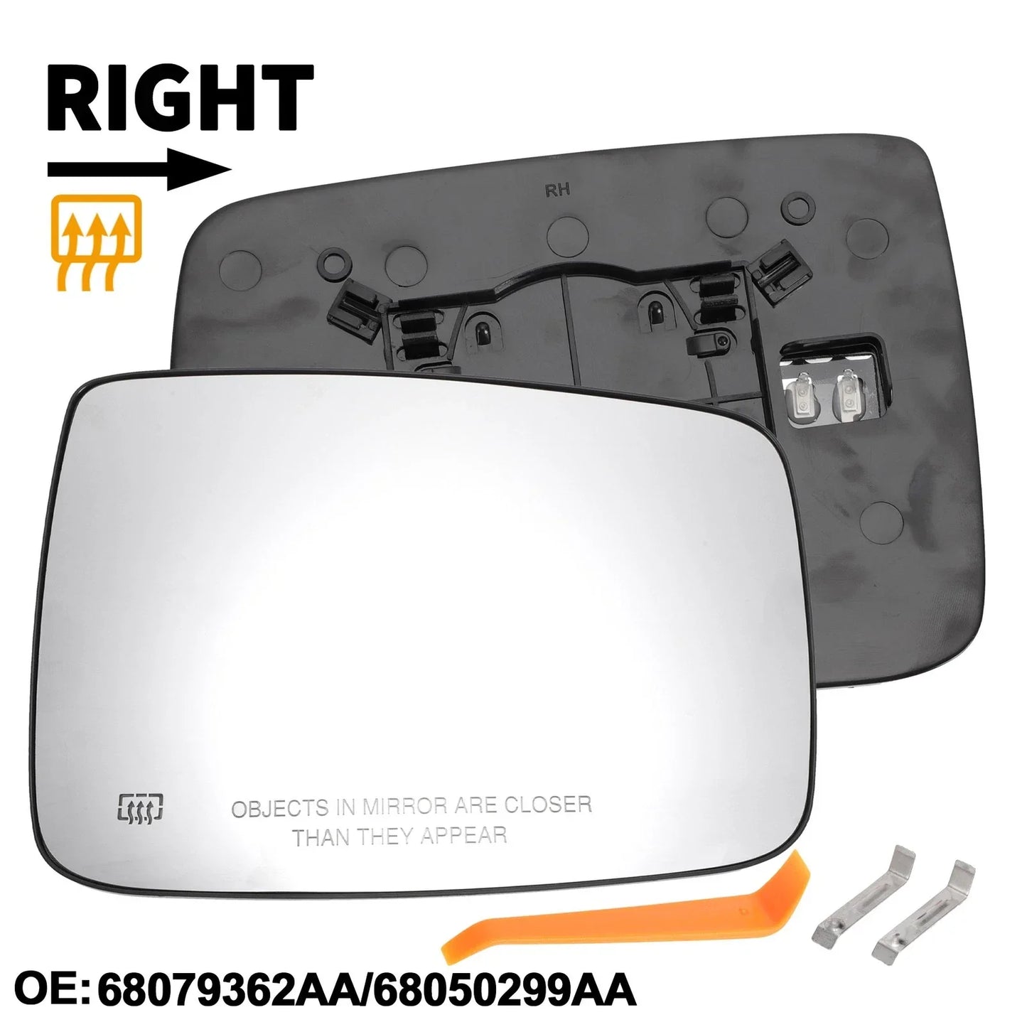 Heated Right Passenger Side Mirror Glass for Dodge RAM 1500 2500 (2019-2023)
