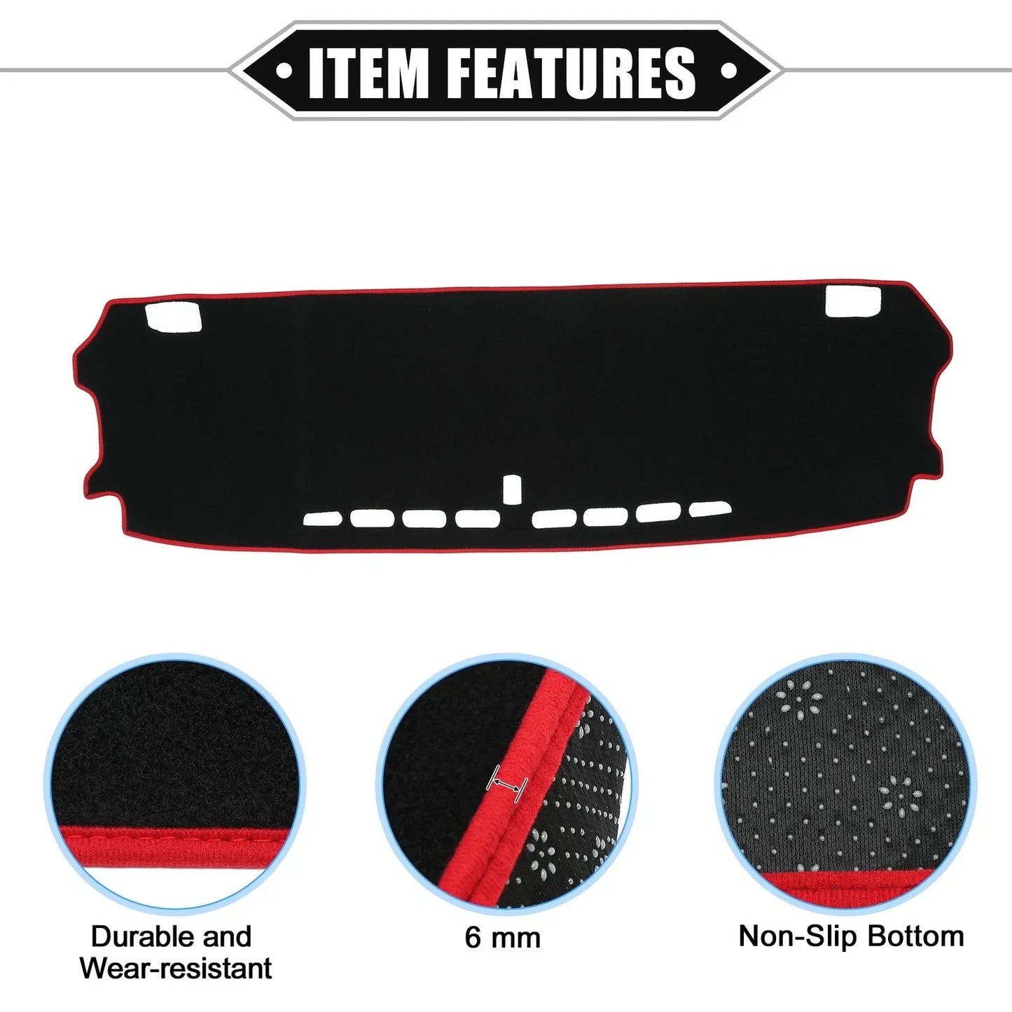Dashboard Cover Mat for Honda Fit 4th Gen GR1 (2015-2020) - Black Red