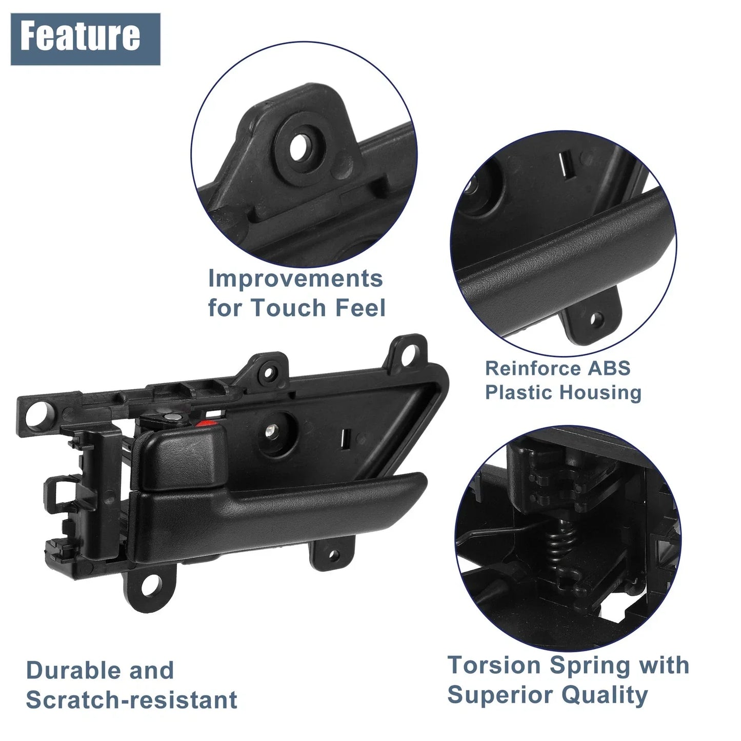 Black Front Left Right Side Interior Door Handles for Hyundai Veracruz (2007-2012)
