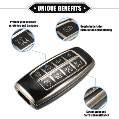 TPU Key Fob Cover Case for Hyundai Smart Remote - Black (No specific years)