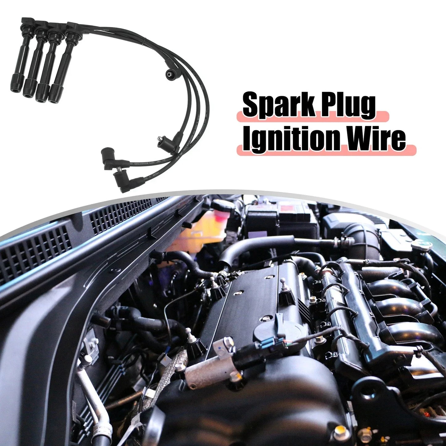 4pcs Spark Plug Ignition Wires for Hyundai Elantra (1996-2009) Black