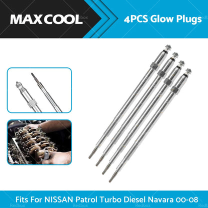 4x Glow Plugs for Nissan Patrol GU, Navara, Elgrand ATE50 Turbo Diesel