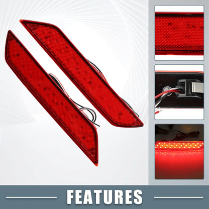 Rear Bumper LED Reflector Brake Tail Light Red Lens for Honda Civic Sedan (13-15)