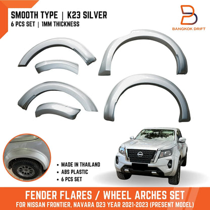Brilliant Silver Fender Flares for Nissan Navara D23 Ute 21-24 Dual Cab