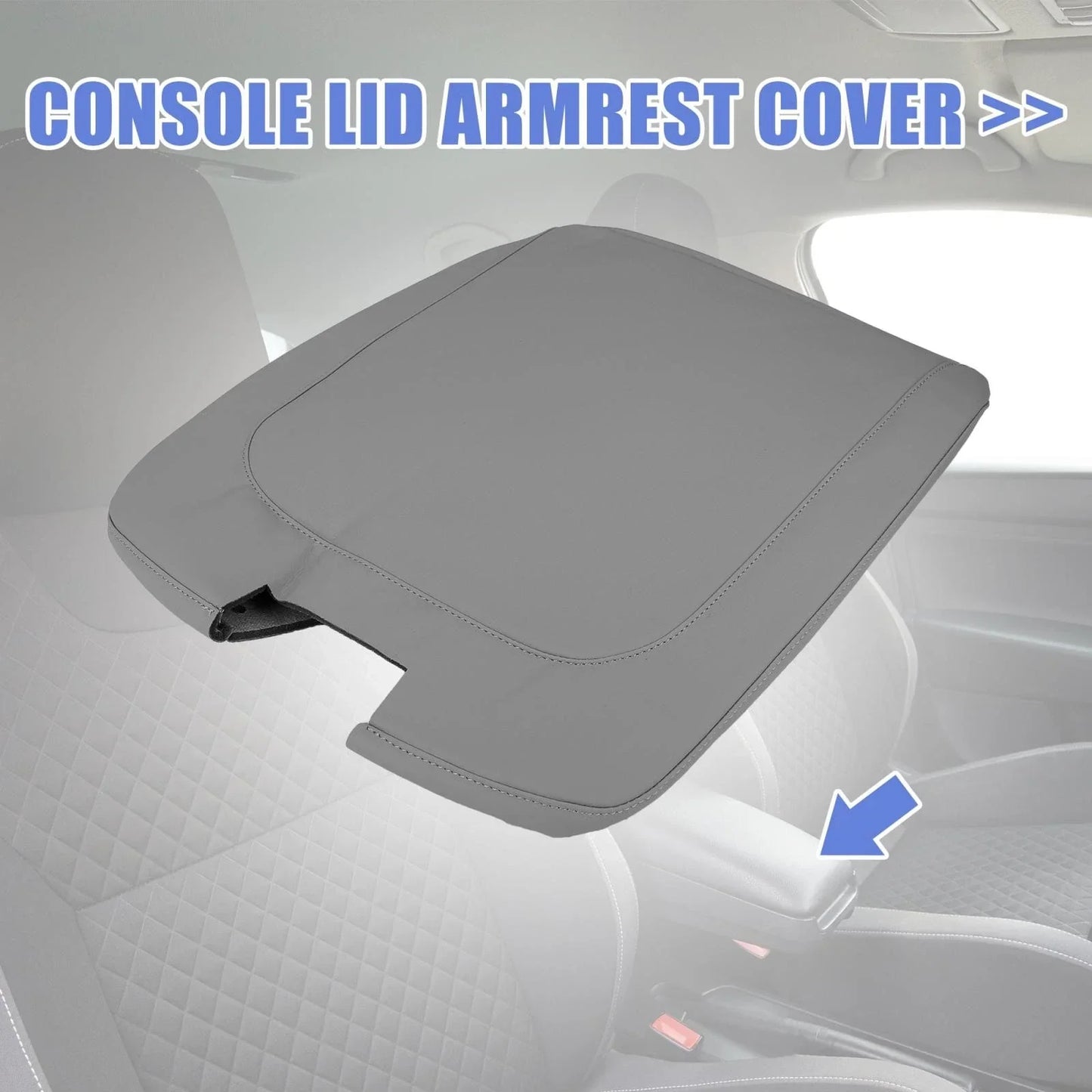 Center Console Lid Armrest Cover for Dodge Ram 2013-2018 Gray