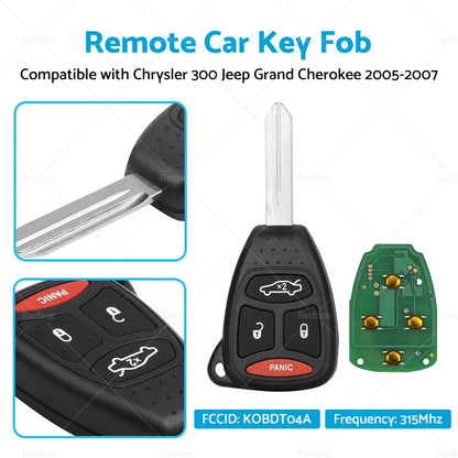 Remote Car Key Fob KOBDT04A for Chrysler 300 Jeep Grand Cherokee (2005-2007)