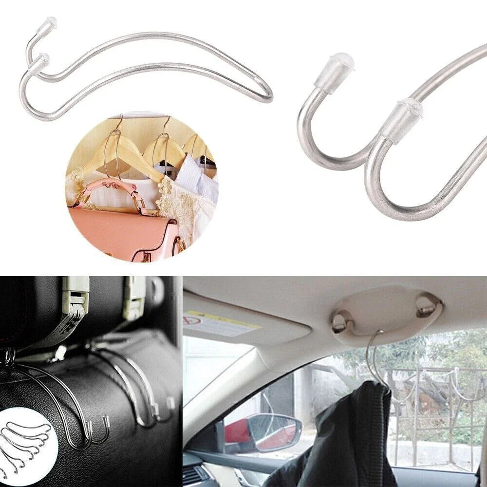 Car Seat Hooks for Coat Purse Shopping Bag Holder - Silver Stainless Steel