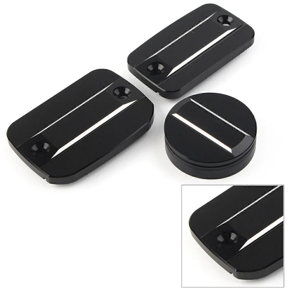 Black Front Brake Clutch Fluid Reservoir Cap & Rear Brake Cover for Scrambler 1100
