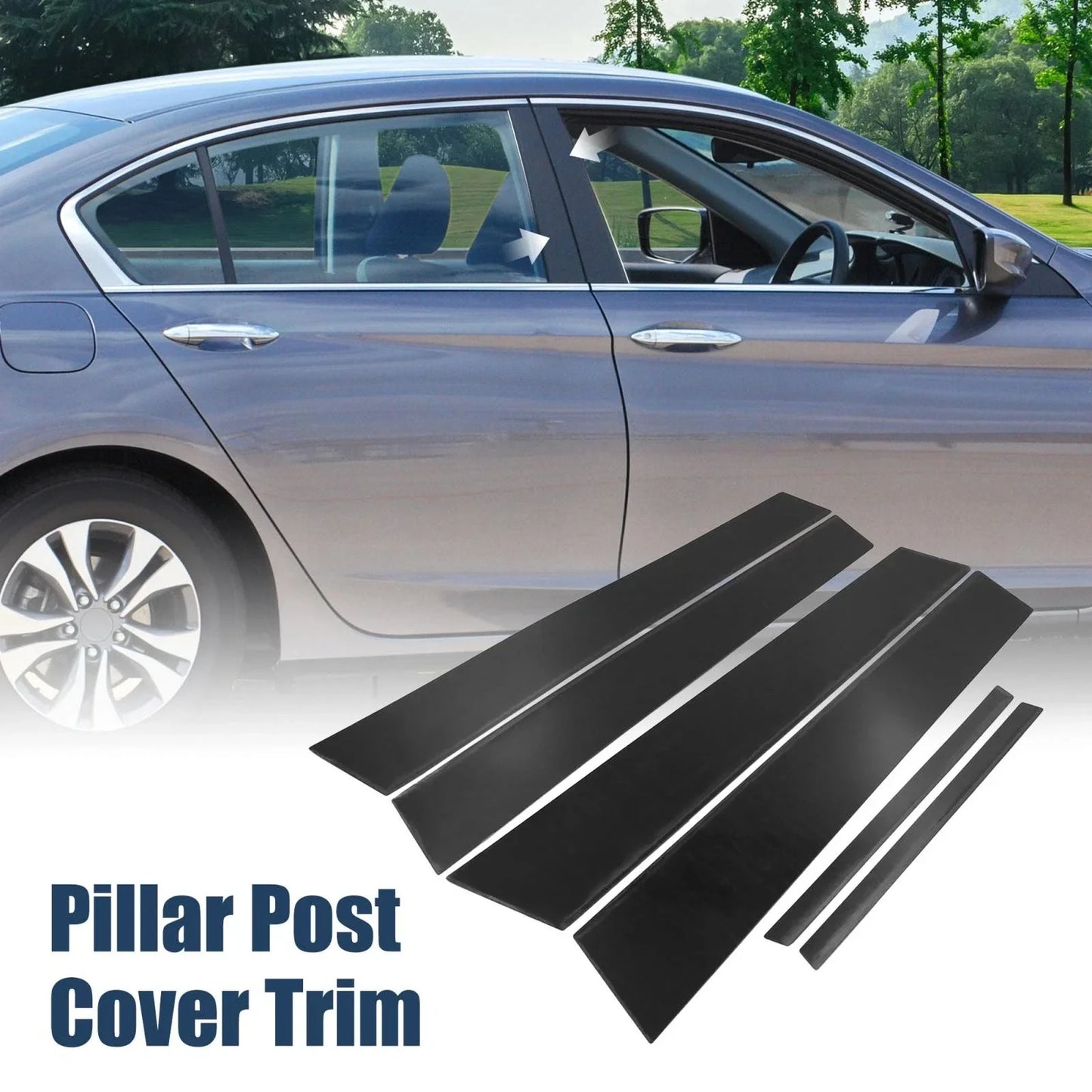 6 x Door Window Pillar Post Protector Covers for Honda Civic (2006-2011)