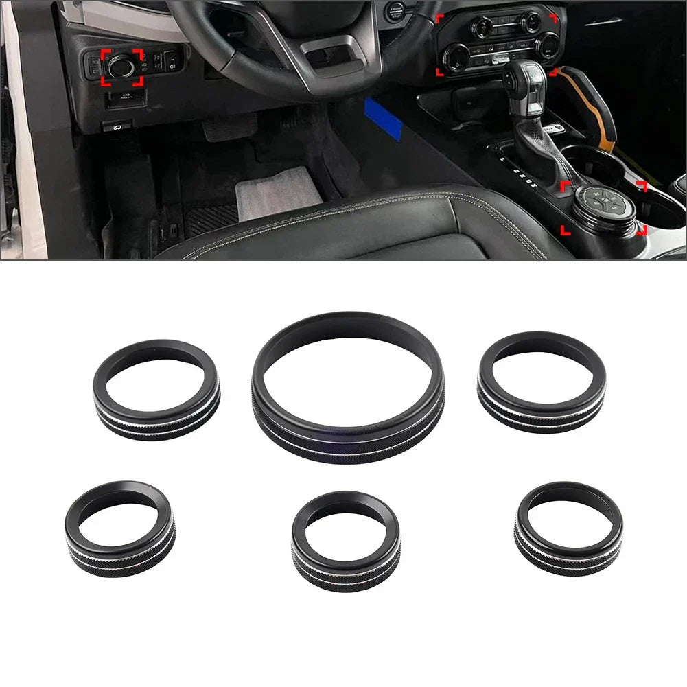 Stereo Tune Knob Headlight Switch Covers for Ford Bronco (2021-2022) Black