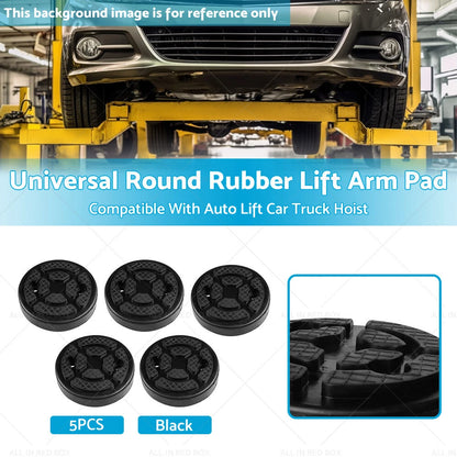 5Pcs Universal Round Rubber Arm Pads for Auto Lift Car Truck Hoist Black