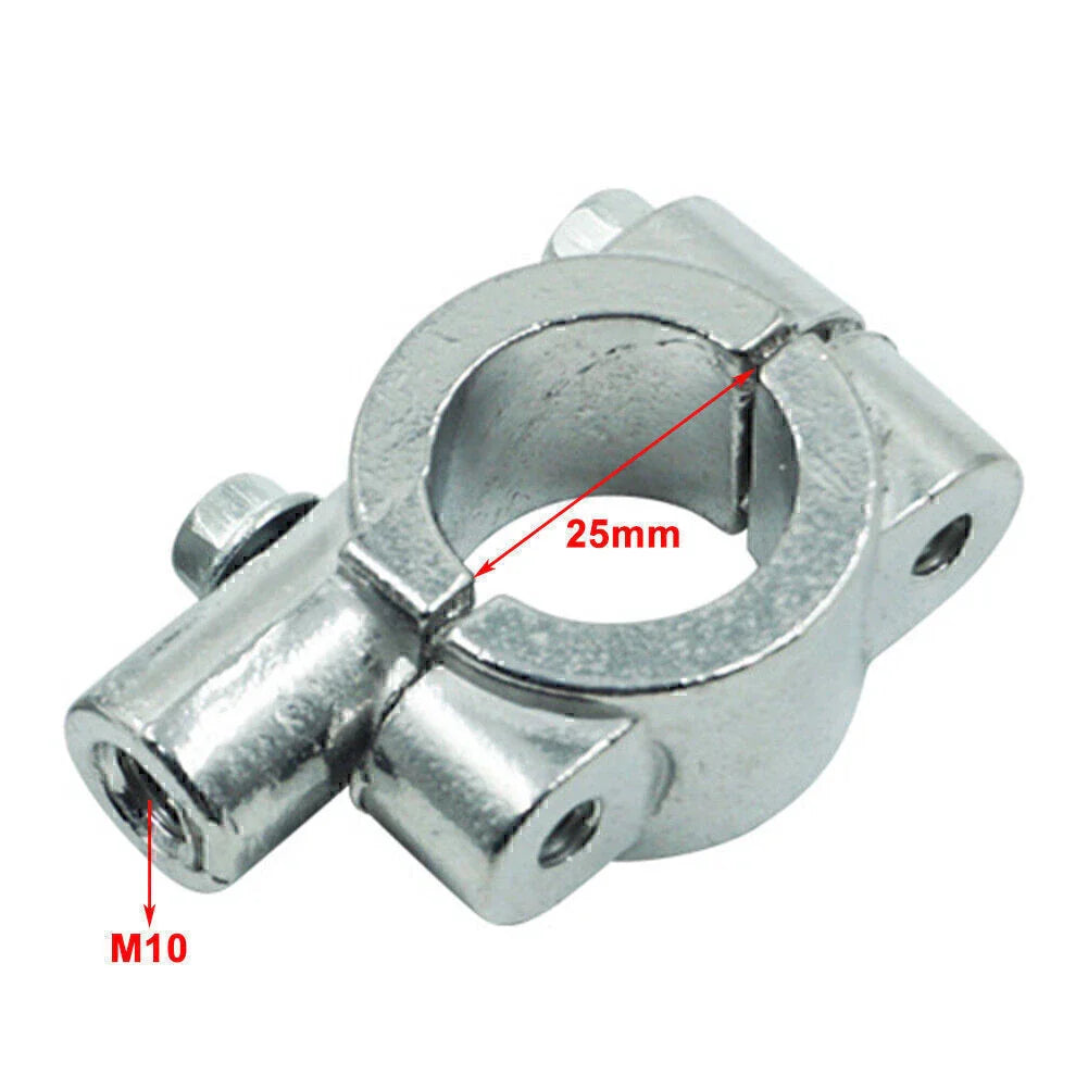 25MM M10 Motorcycle Silver Handlebar Mirror Mount Holder Clamp
