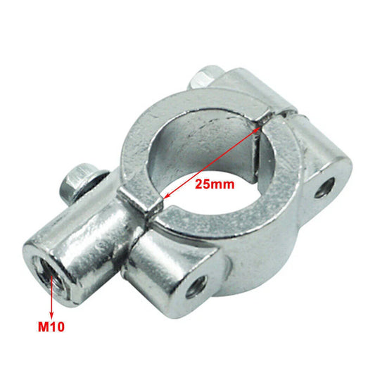 25MM M10 Motorcycle Silver Handlebar Mirror Mount Holder Clamp