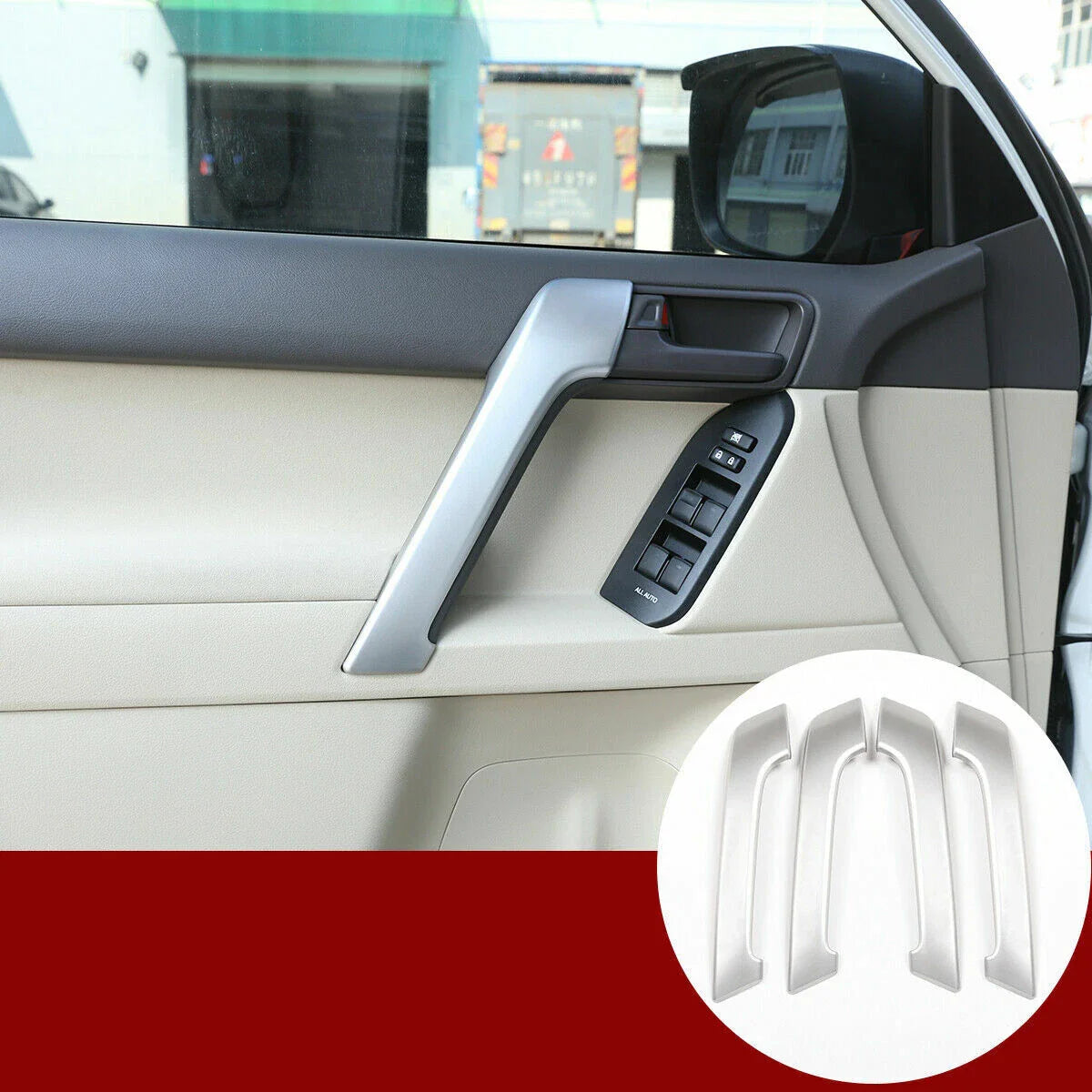 4 x Matte Front Door Armrest Cover Trim for Land Cruiser Prado (2010-2018)