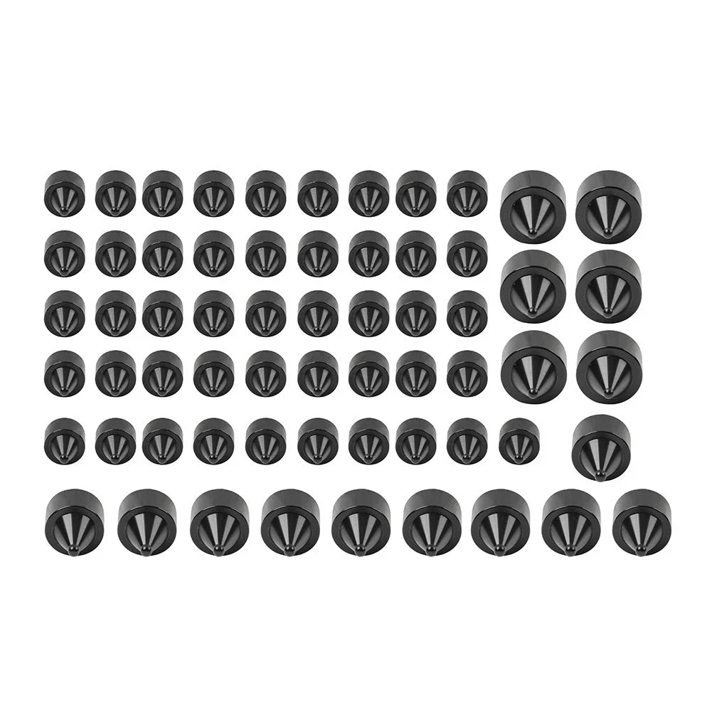 62X Engine Bolt Black Cap Kit for Harley Touring Road King Softail Trike (18-24)