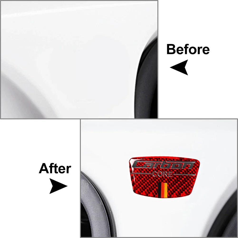 Carbon Fiber Red Universal Car Core Emblem B Column Trim for Vehicle