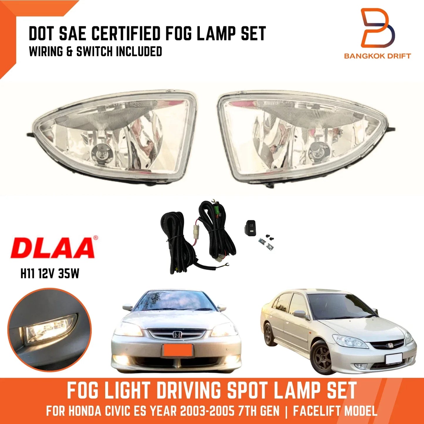 Fog Lamp Driving Light H11 35W for Honda Civic (2003-2005)