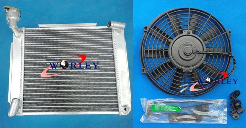 Crossflow Aluminum Radiator + Fan for MG MGA 1500 1600 1622 DE LUXE (55-62)