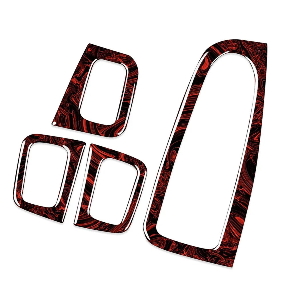 4x Fire Red Door Window Switch Panel Trim for Benz C-Class, GLC-Class (15-23)