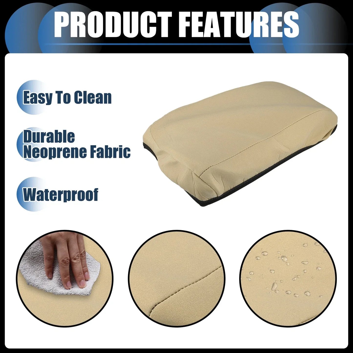 Armrest Protector Cover for Hyundai Santa Fe 2019-2020 Neoprene Light Brown