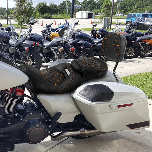 Backrest Seats for Harley CVO Road Glide 2009-2023 Black Orange