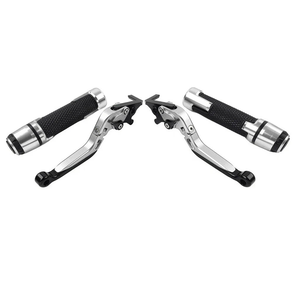 Silver Extendable Brake Clutch Lever Grip Set for Yamaha YZF R1 MT-09 (2015-2023)